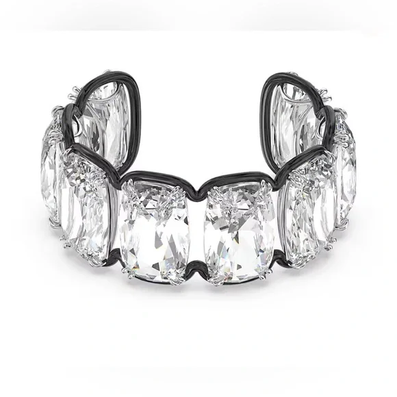 Swarovski Harmonia cuffOversized floating crystals, White, Mixed metal